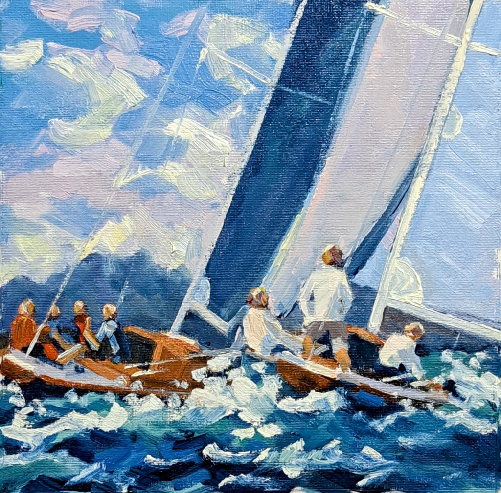 bateau dans la brise, peinture de béatrice aliamus, galerie carré d'artistes troyes