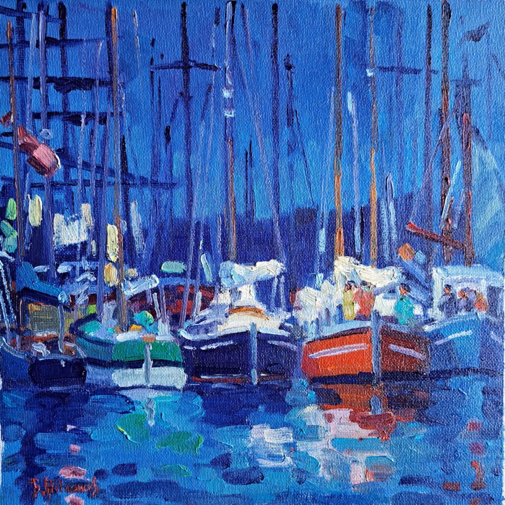 port de Vannes, la nuit - huiles béatrice aliamus - galerie carré d'artistes troyes