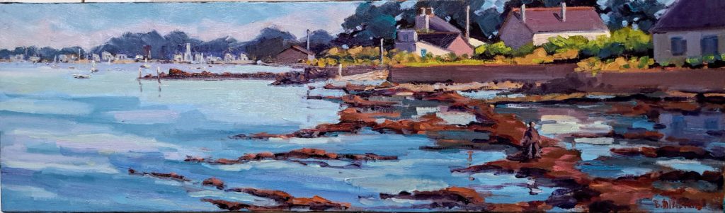 Locmariaquer golfe du Morbihan, peinture à l'huile de béatrice aliamus