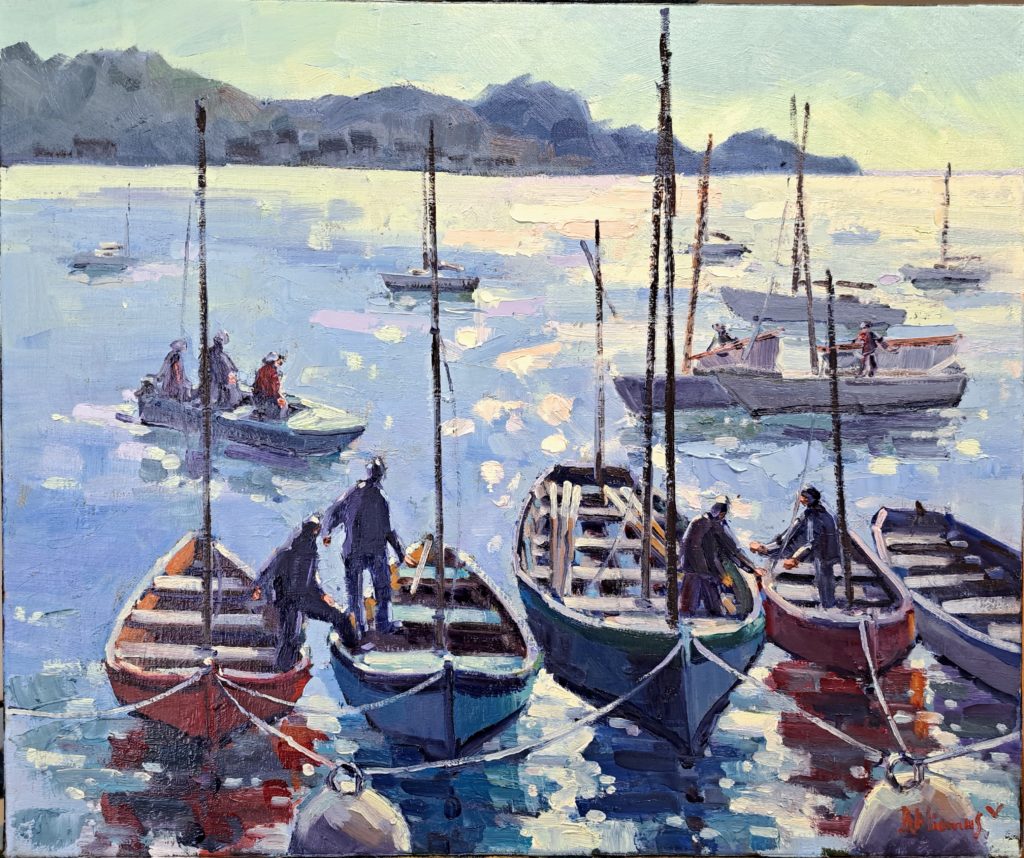peinture de béatrice aliamus, les yoles pendant la semaine du golfe