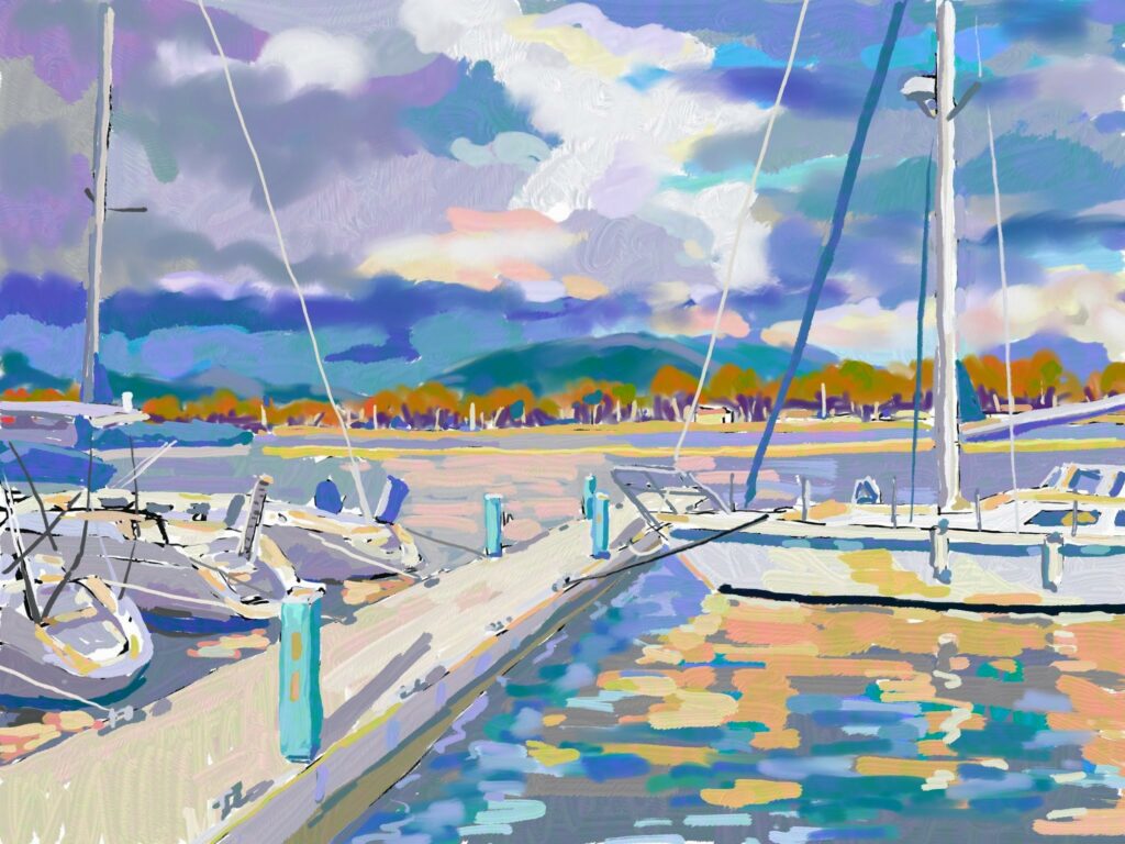 Messalonghi peinture numérique ports de grèce