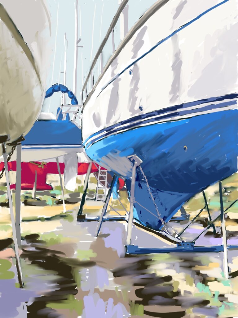 Chantier naval , peinture numérique béatrice aliamus