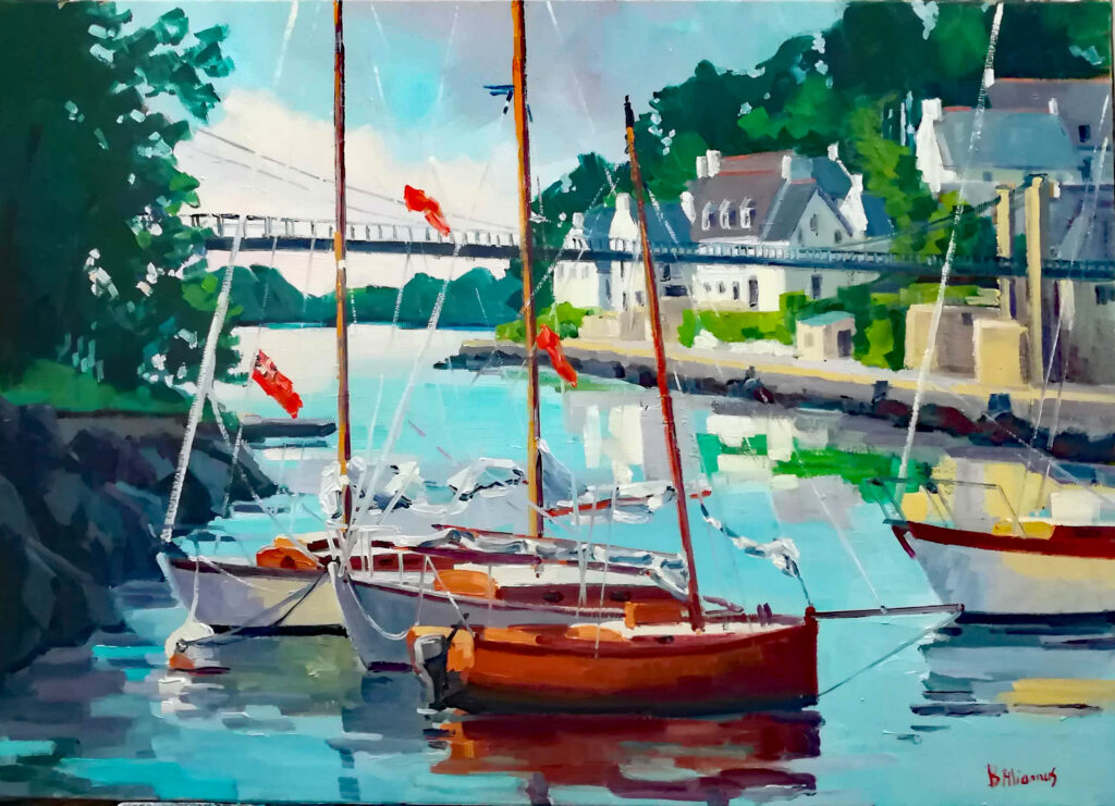 Sous le vieux pont du Bono -huiles, ports, pont, béatrice aliamus